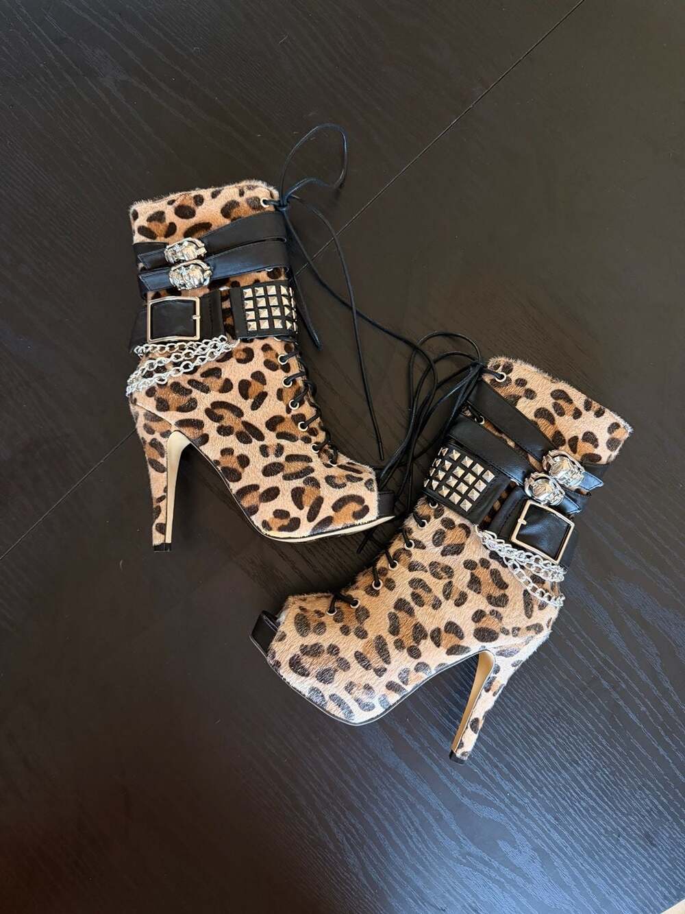 Rare Abbey Dawn Avril Lavigne Worn Style Leopard Platform Boots Heels US 6